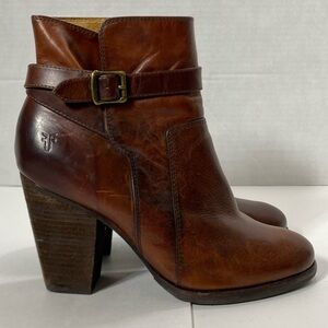 Frye WOMEN’S PATTY Pattie RIDING BOOTS Brown Leather w/ Buckle Size 10M VGC